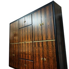 Italian Wardrobe in Macassar and Brass by Adalberto Caraceni for Modernindustria