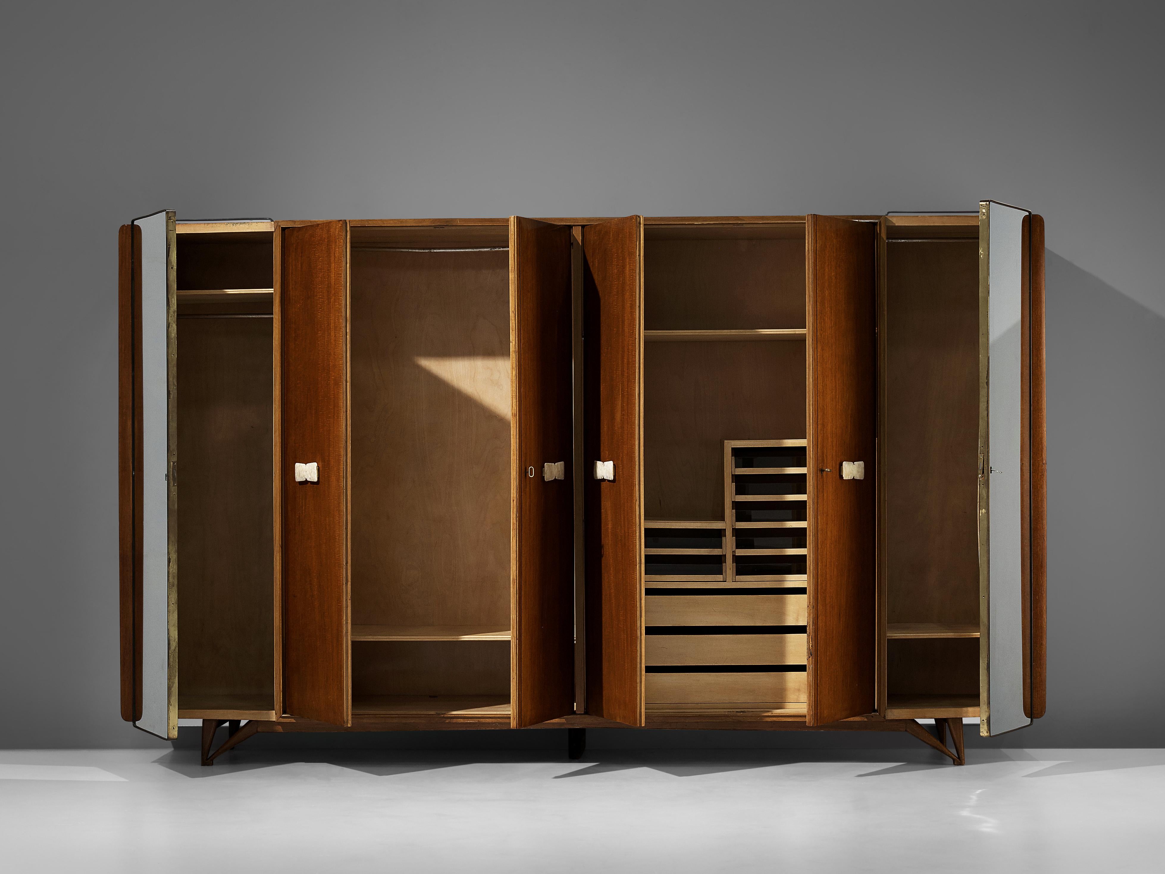 Mid-20th Century Mid-Century Modern Italian Highboard in Mahogany and Alabaster For Sale