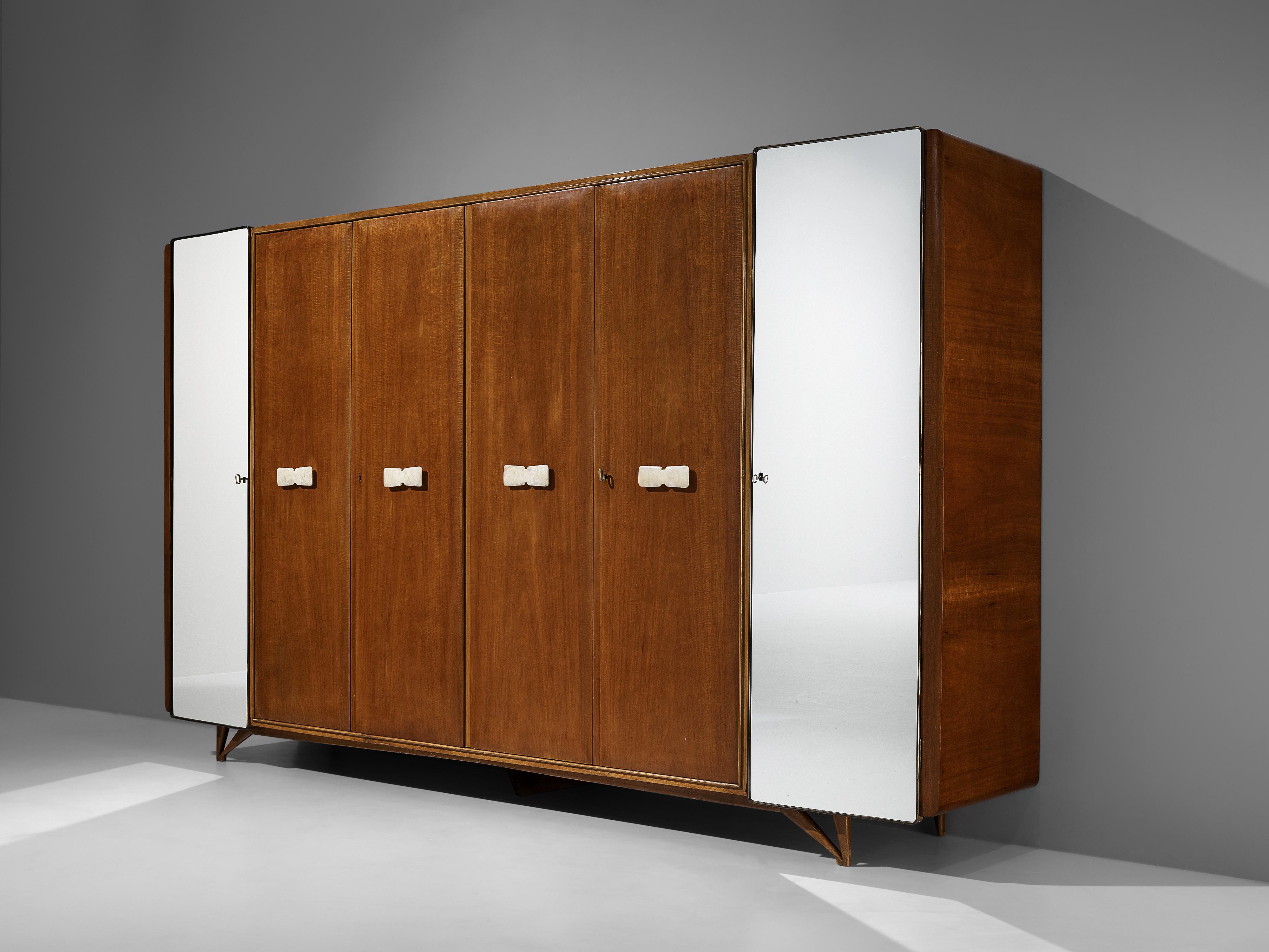 Mid-Century Modern Italian Highboard in Mahogany and Alabaster For Sale 1