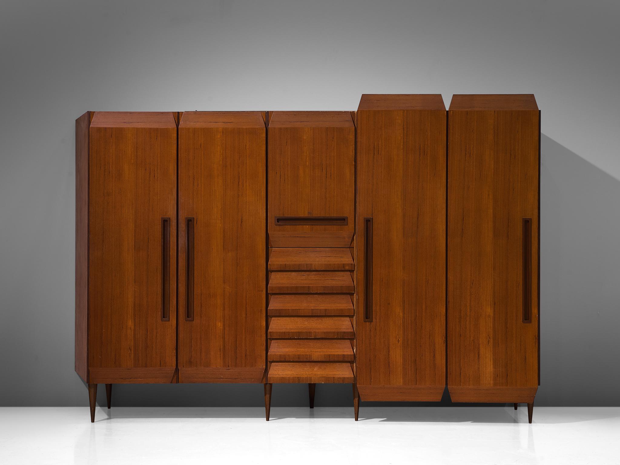 Mid-Century Modern Italian Wardrobe in Teak, 1960s