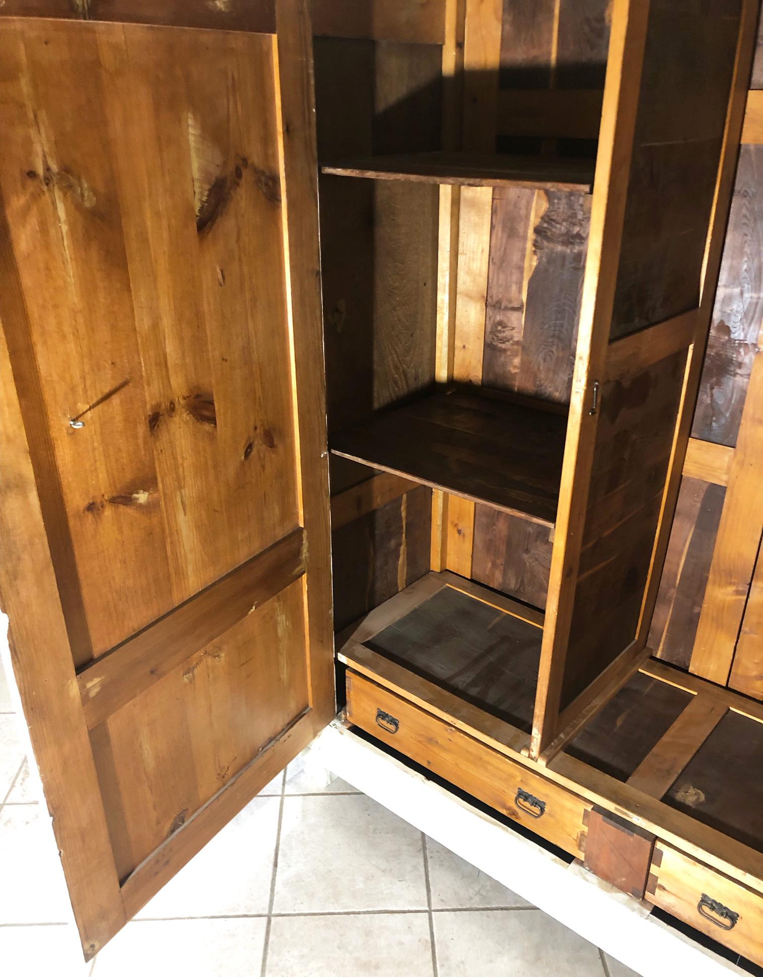 Italian Wardrobe of the Twentieth Century in Chestnut and Pine with Drawers 2