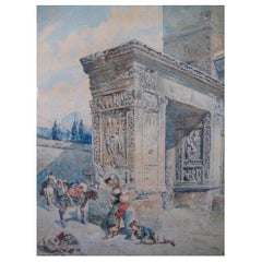 Italienisches Aquarell von Mariano De Franceschi