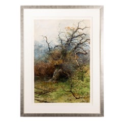 Italian Watercolor Forest Landscape by Filiberto Petiti, 1880-1900