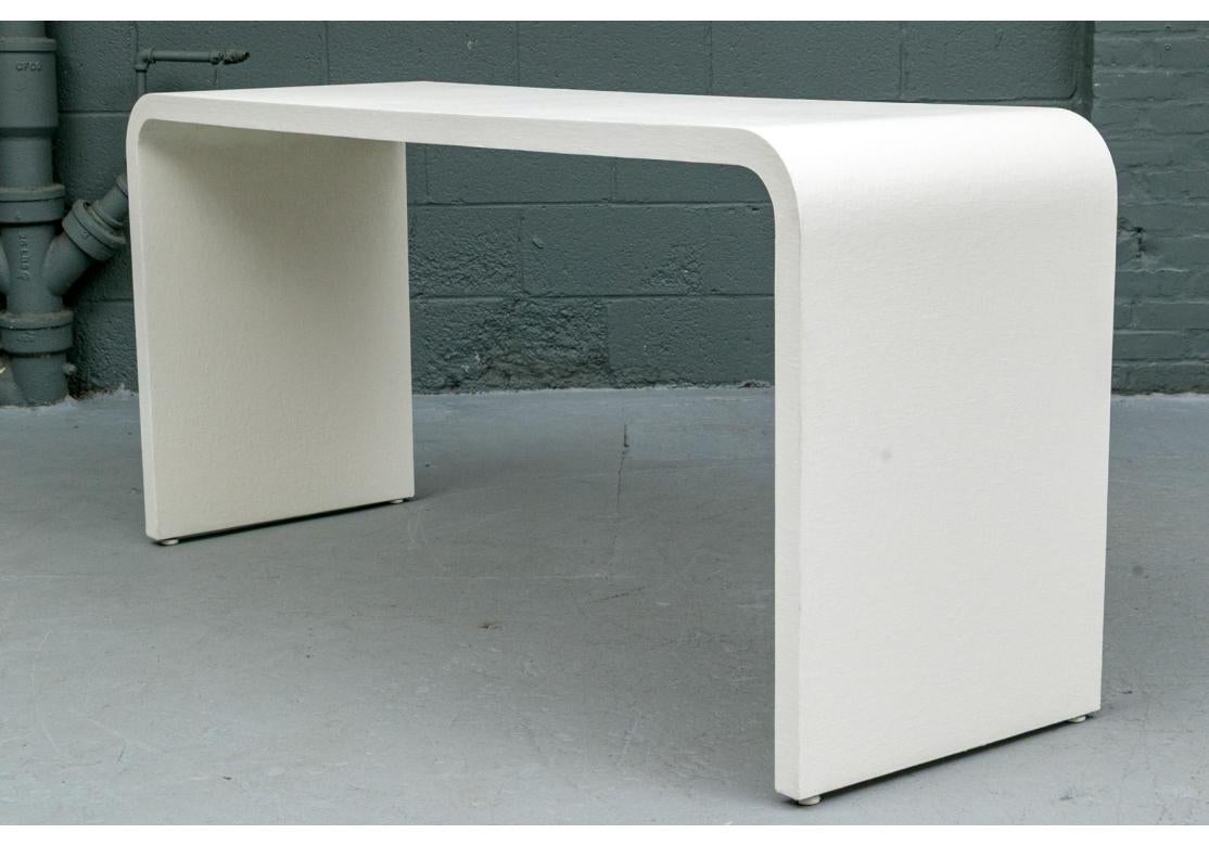 20th Century Italian Waterfall Console Table In Custom Eggshell Linen For Sale