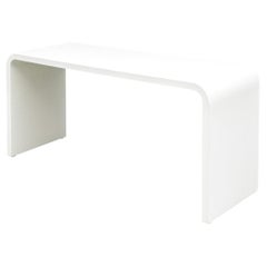 Italian Waterfall Console Table In Custom Eggshell Linen