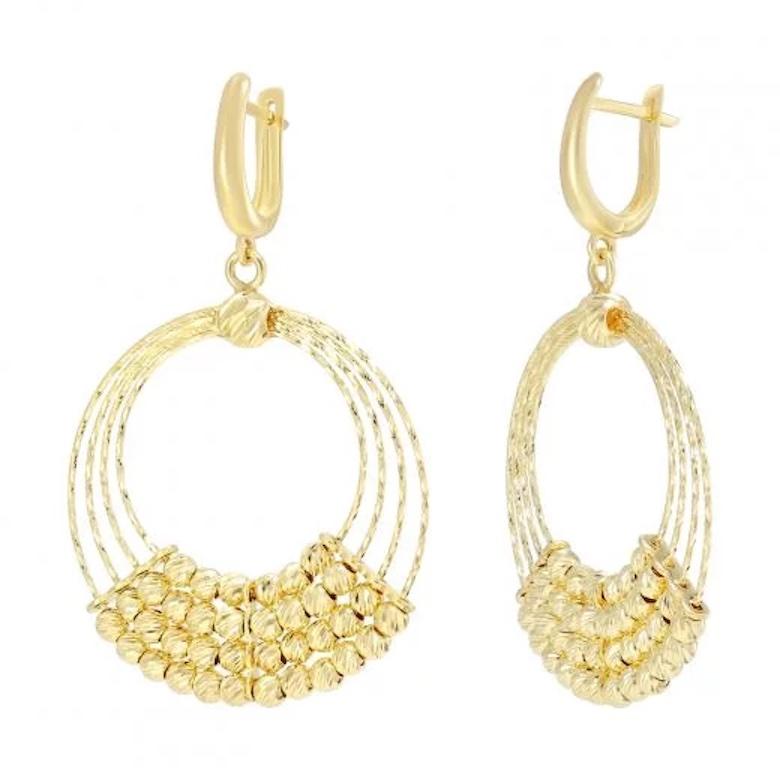 Italian Waterfall Yellow 14k Gold Dangle Earrings for Her In New Condition For Sale In Montreux, CH