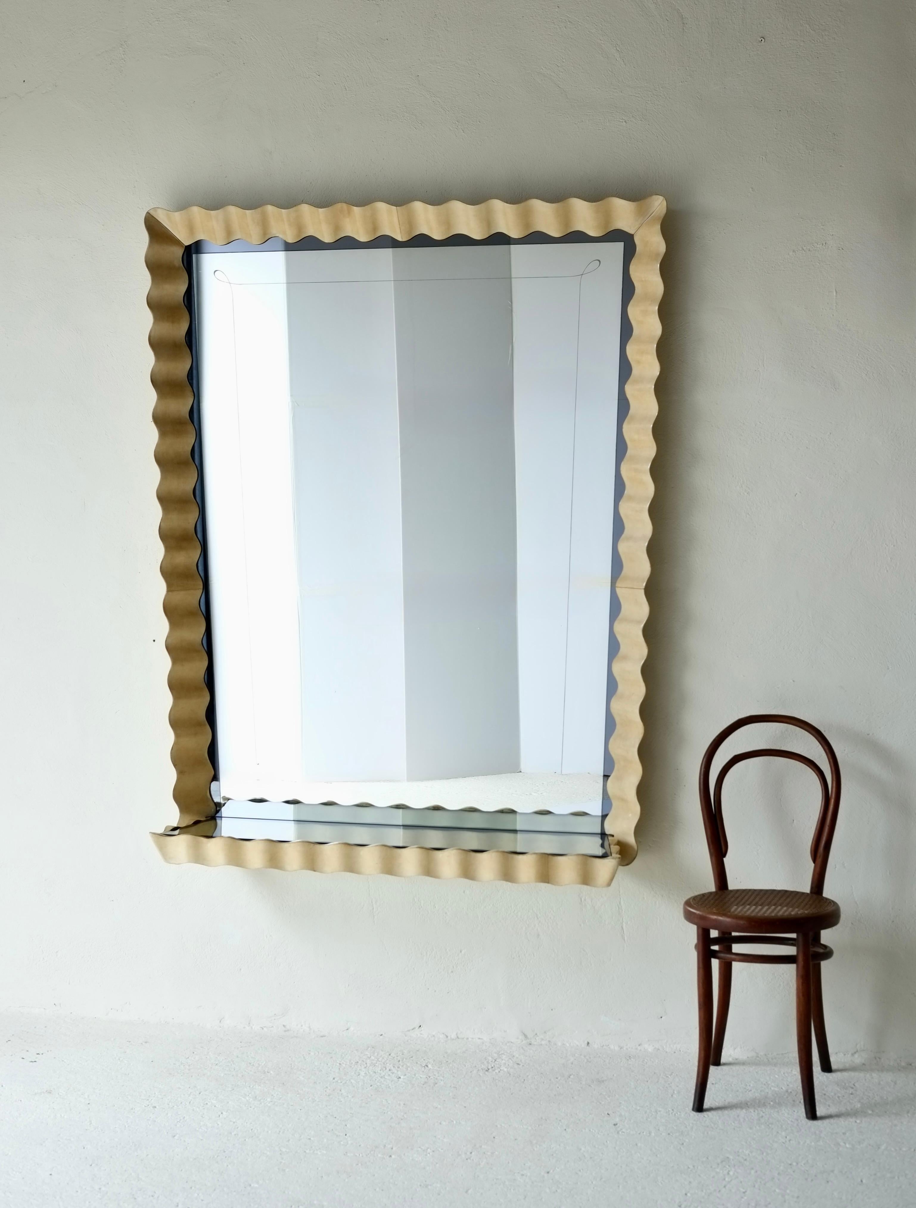 Giant Parchment Mirror Attributed to Valzania, Circa 1940's, Italy For Sale 5