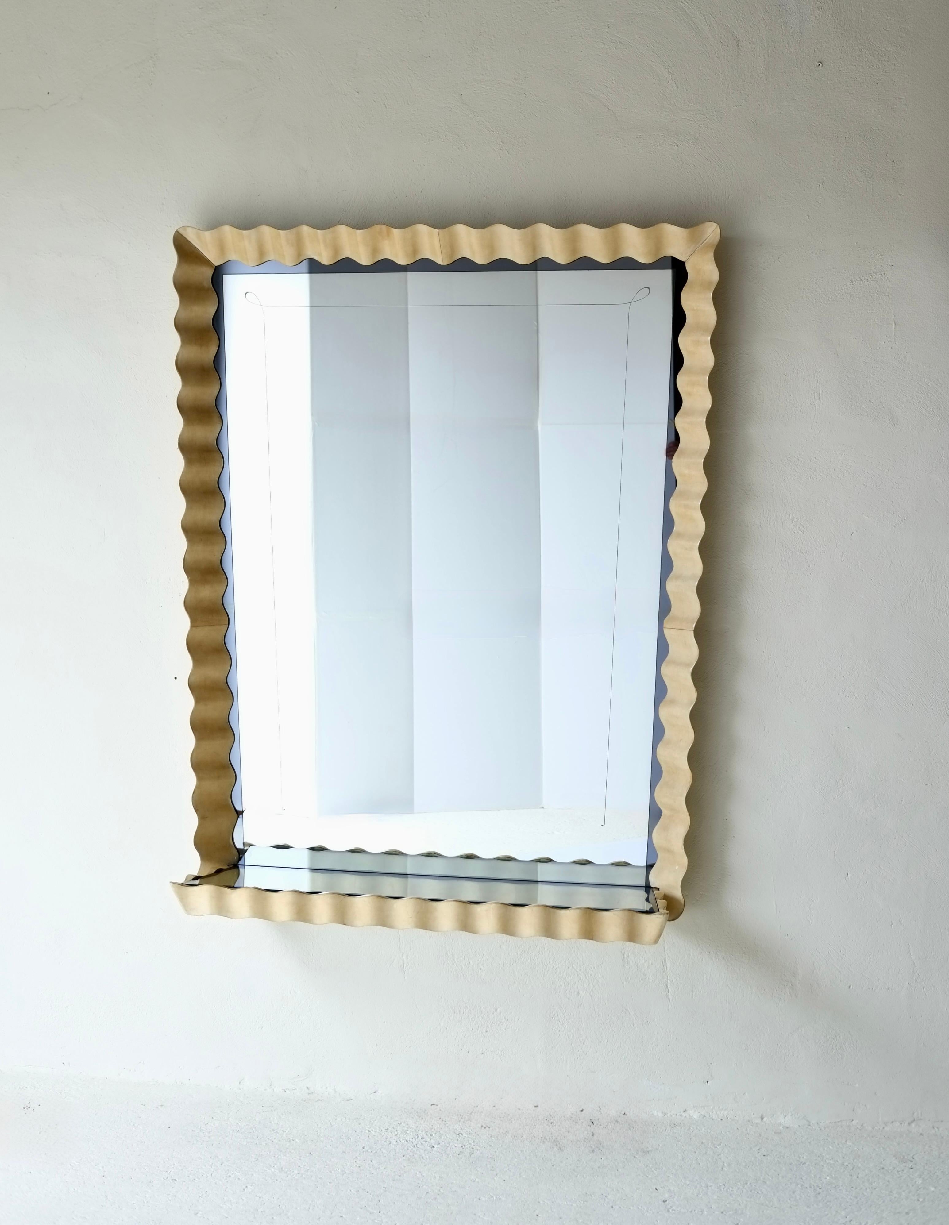 Giant Parchment Mirror Attributed to Valzania, Circa 1940's, Italy For Sale 6