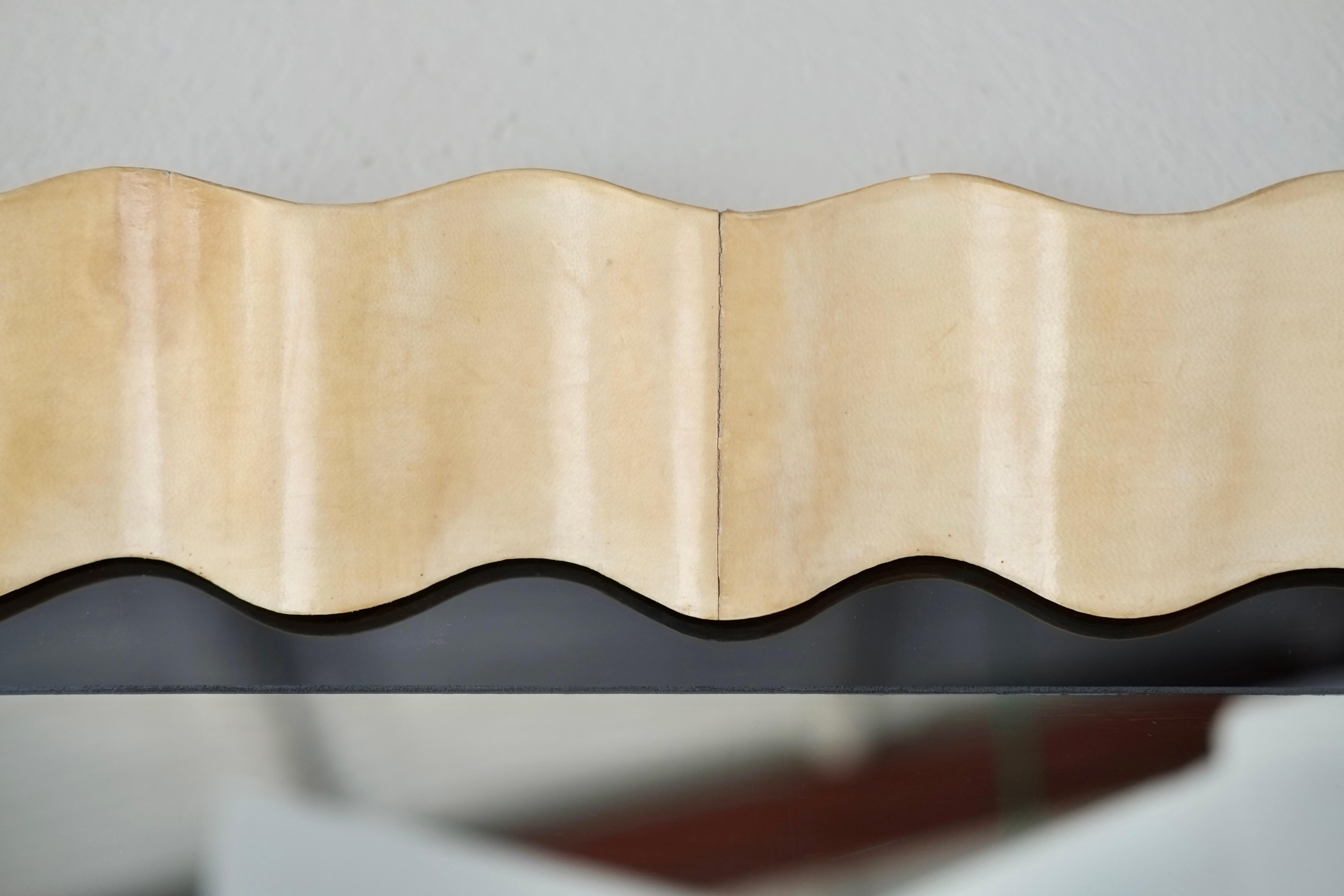 Mid-20th Century Giant Parchment Mirror Attributed to Valzania, Circa 1940's, Italy For Sale