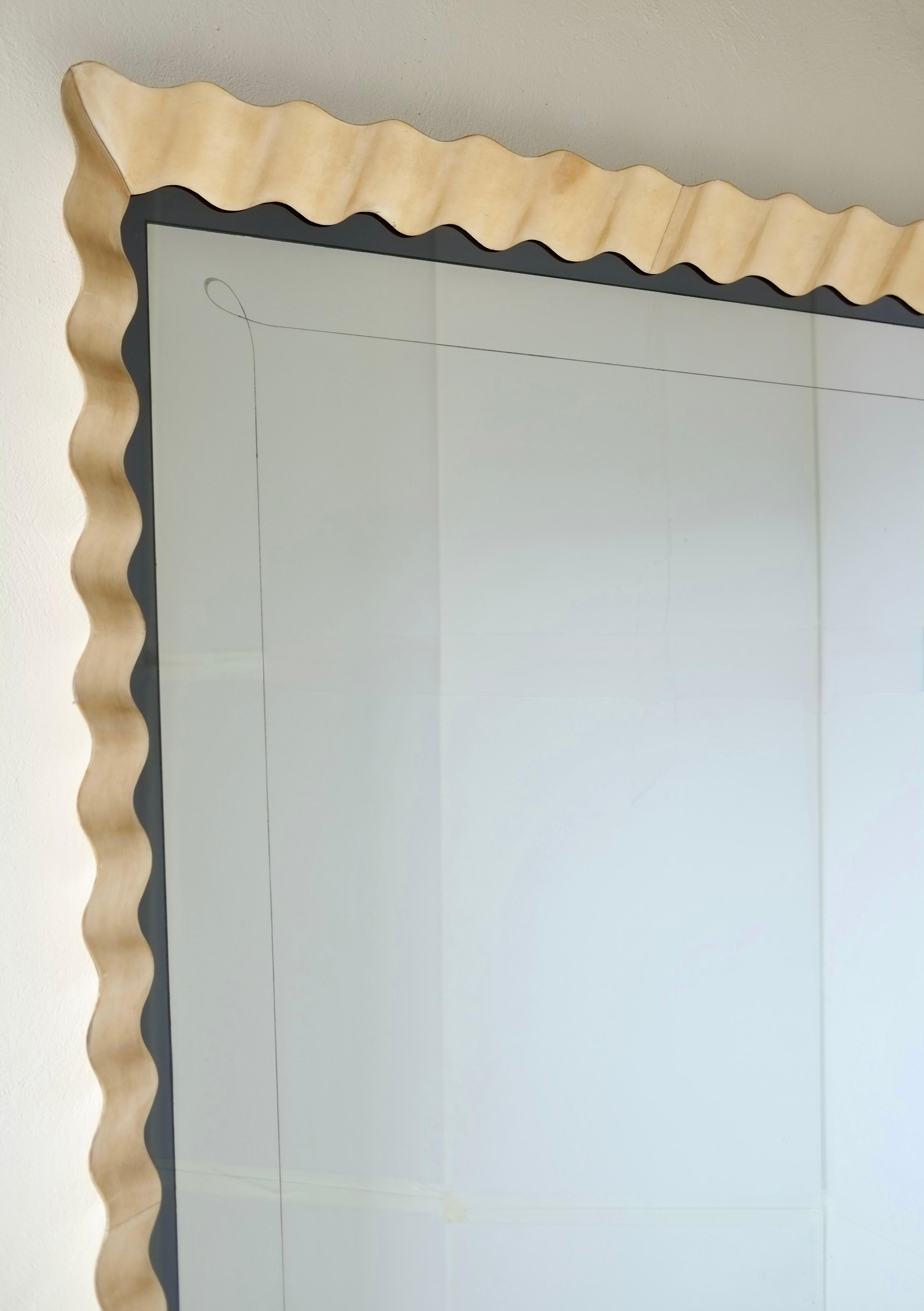 Glass Giant Parchment Mirror Attributed to Valzania, Circa 1940's, Italy For Sale