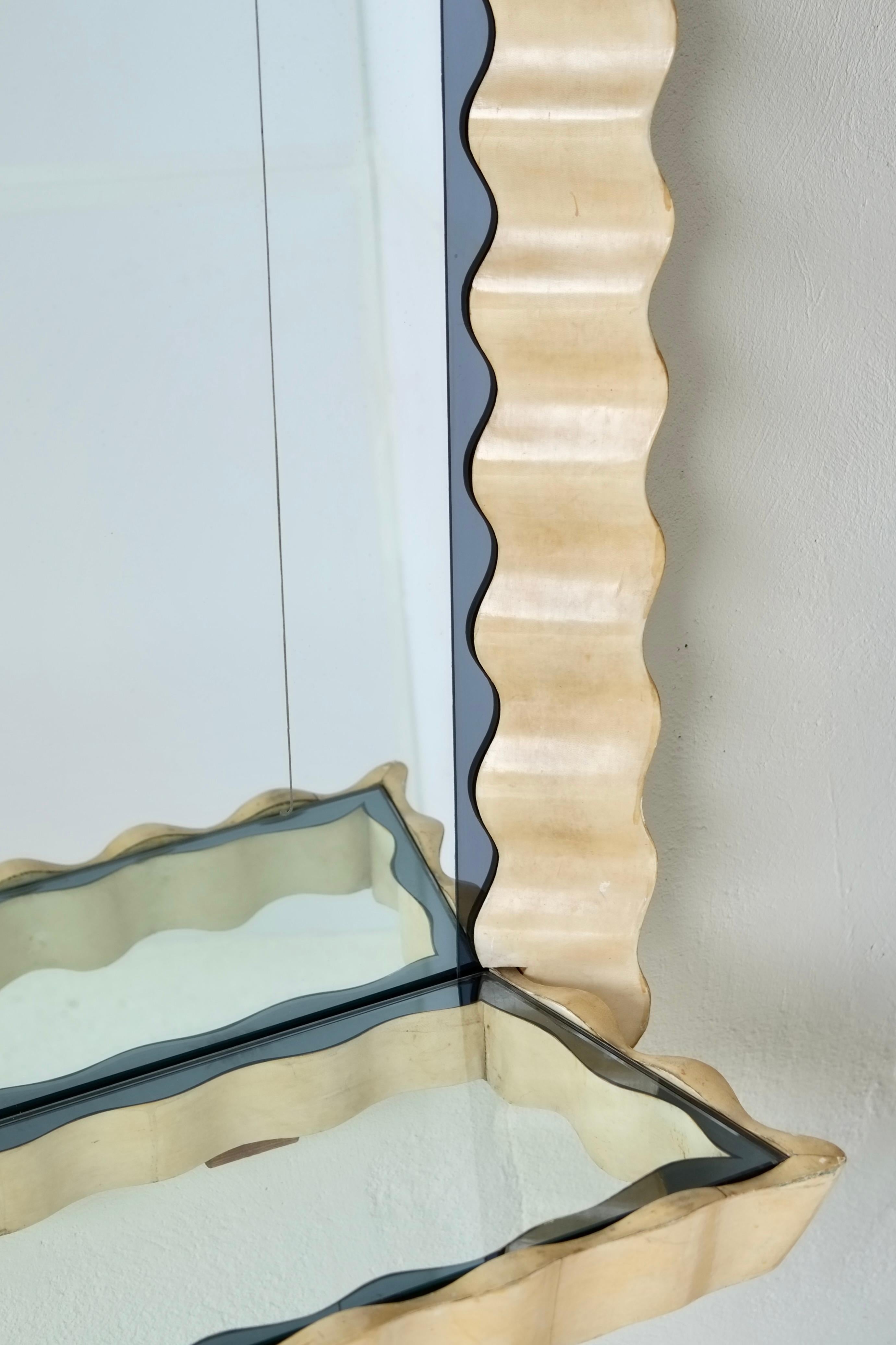 Giant Parchment Mirror Attributed to Valzania, Circa 1940's, Italy For Sale 2