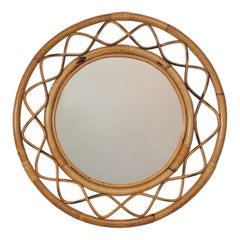 Italian Wavy Rattan Circular Mirror