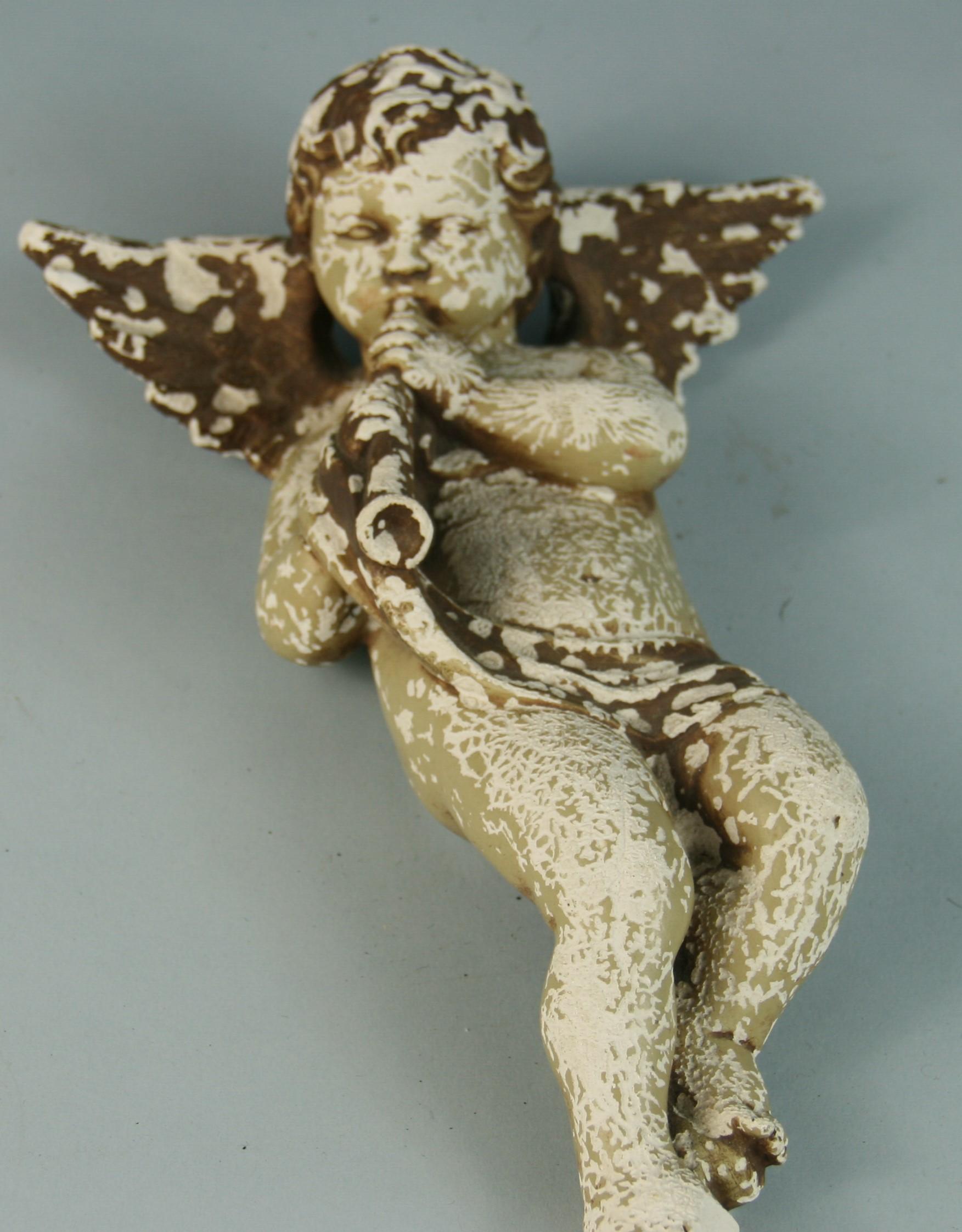 Early 20th Century Italian Architectural Weathered Gesso Putto Sculpture