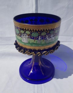 Italian Wedding Cup Murano Glass Venice, Late 19th Century Barovier Toso Painted