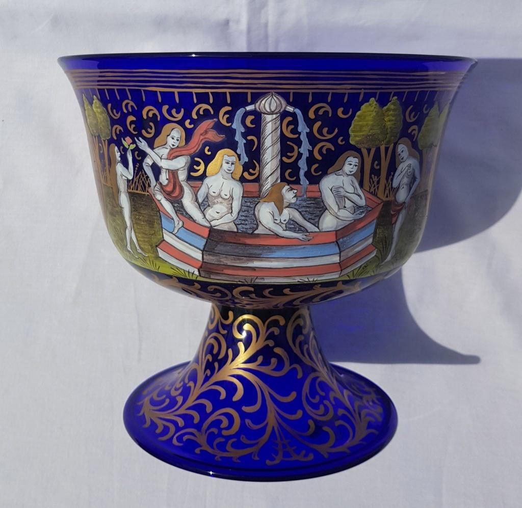 Italian Wedding Cup Murano Glass Venice, Late 19th Century Barovier Toso Painted For Sale 1