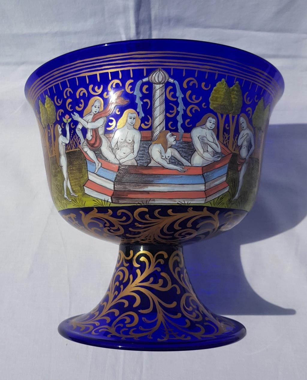 Italian Wedding Cup Murano Glass Venice, Late 19th Century Barovier Toso Painted For Sale 2