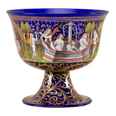 Italian Wedding Cup Murano Glass Venice, Late 19th Century Barovier Toso Painted