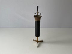 Italian Well Crafted Black Metal - Brass Body Tripod Ashtray, 1950s, Italy