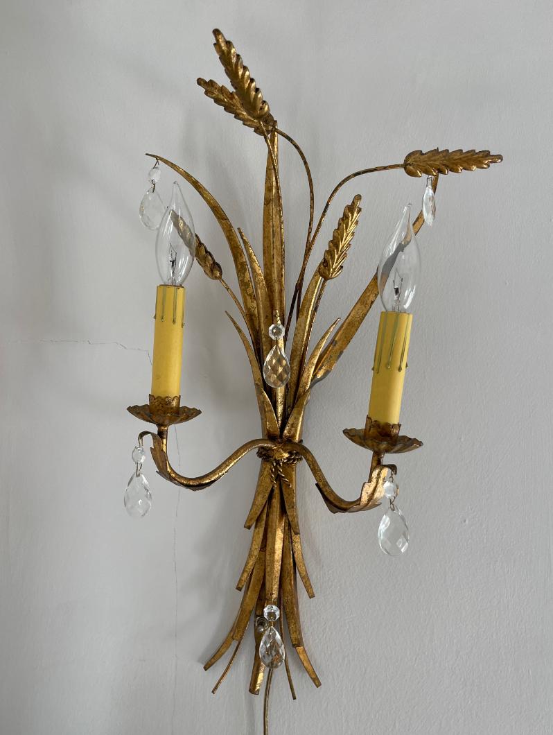 Italian Wheat Sconces In Excellent Condition For Sale In Studio City, CA