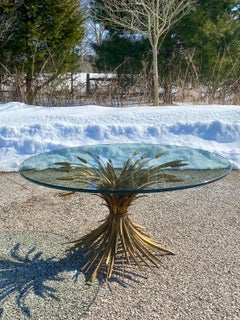 Italian Wheat Sheaf Gold Coffee Cocktail Table Sculptural, Hollywood Regency