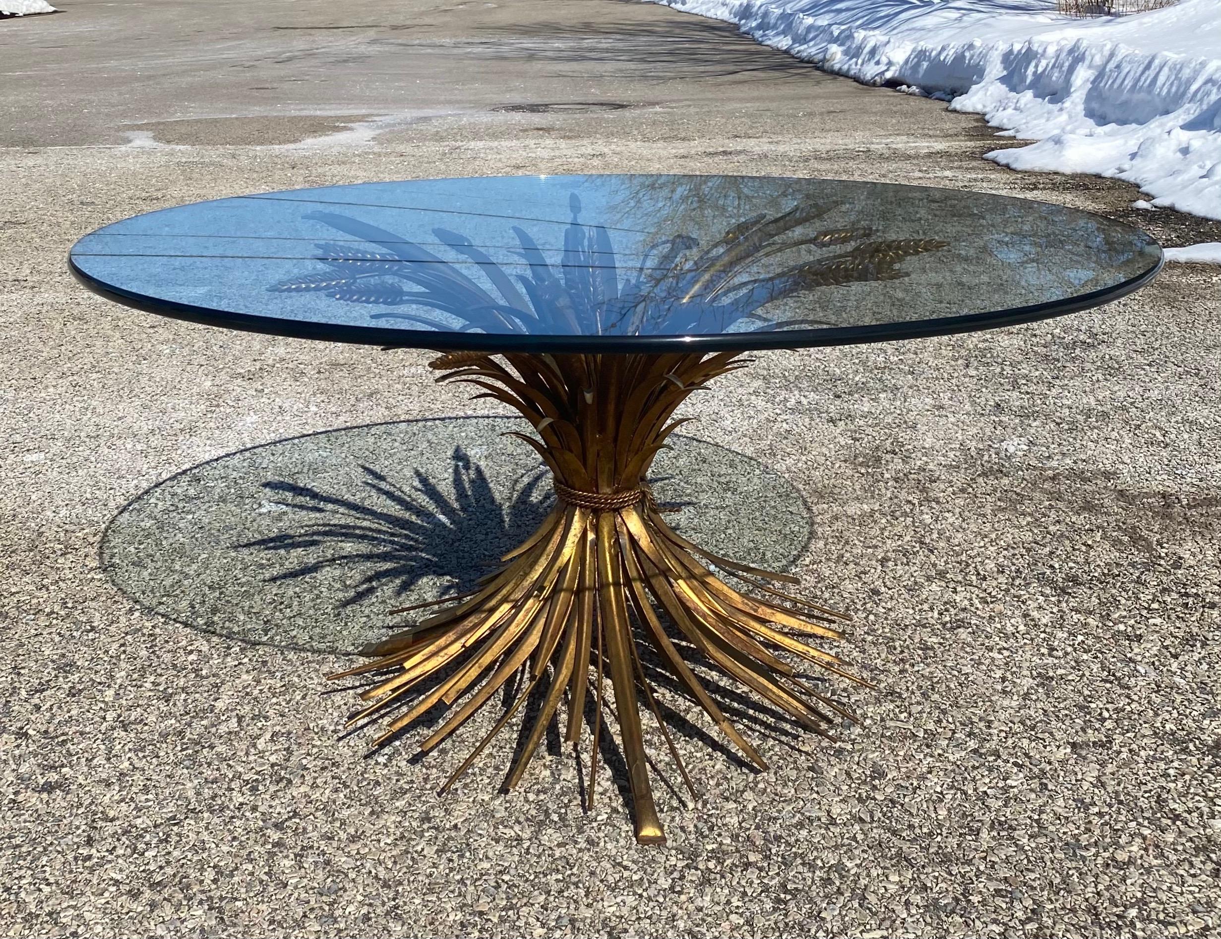 Italian Wheat Sheaf Gold Coffee Cocktail Table Sculptural, Hollywood Regency In Good Condition In Lambertville, NJ
