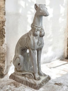 Italian Whippet Greyhound Terracotta Dog Statue Figurine Vintage, 1960s