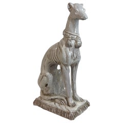 Statua di cane Whippet Greyhound in terracotta Vintage, anni '60
