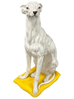 Figurilla de perro italiano Whippet Greyhound de terracota Vintage, años 60