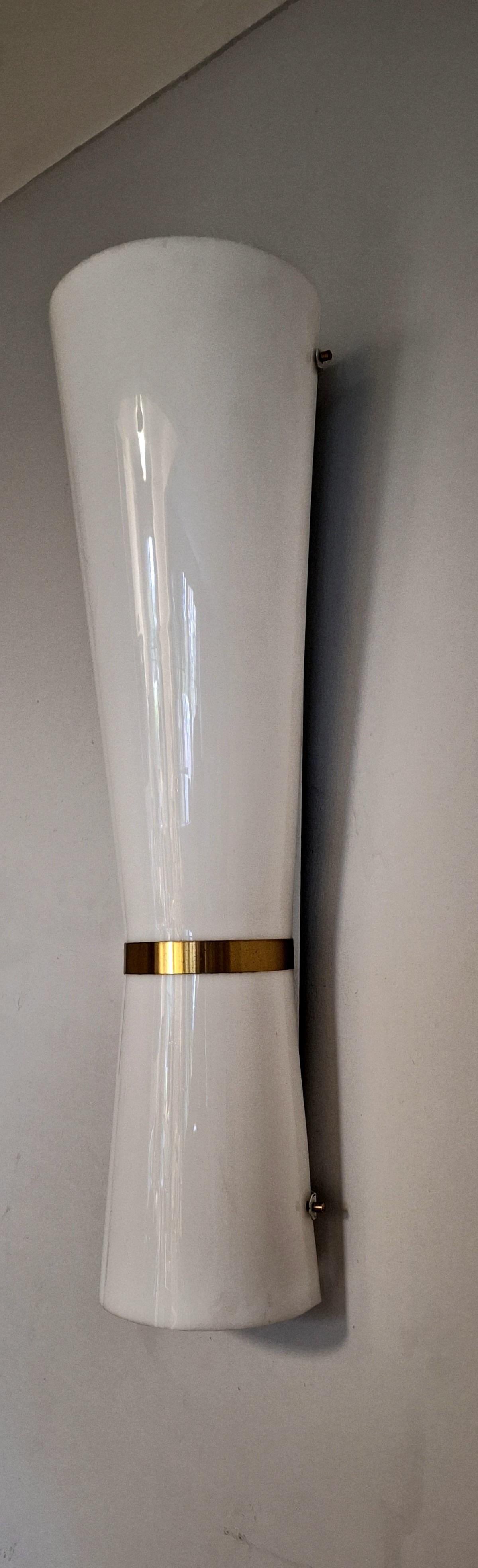 Mid-Century Modern Italian White Acrylic Wall Sconces from the 1970 s  For Sale