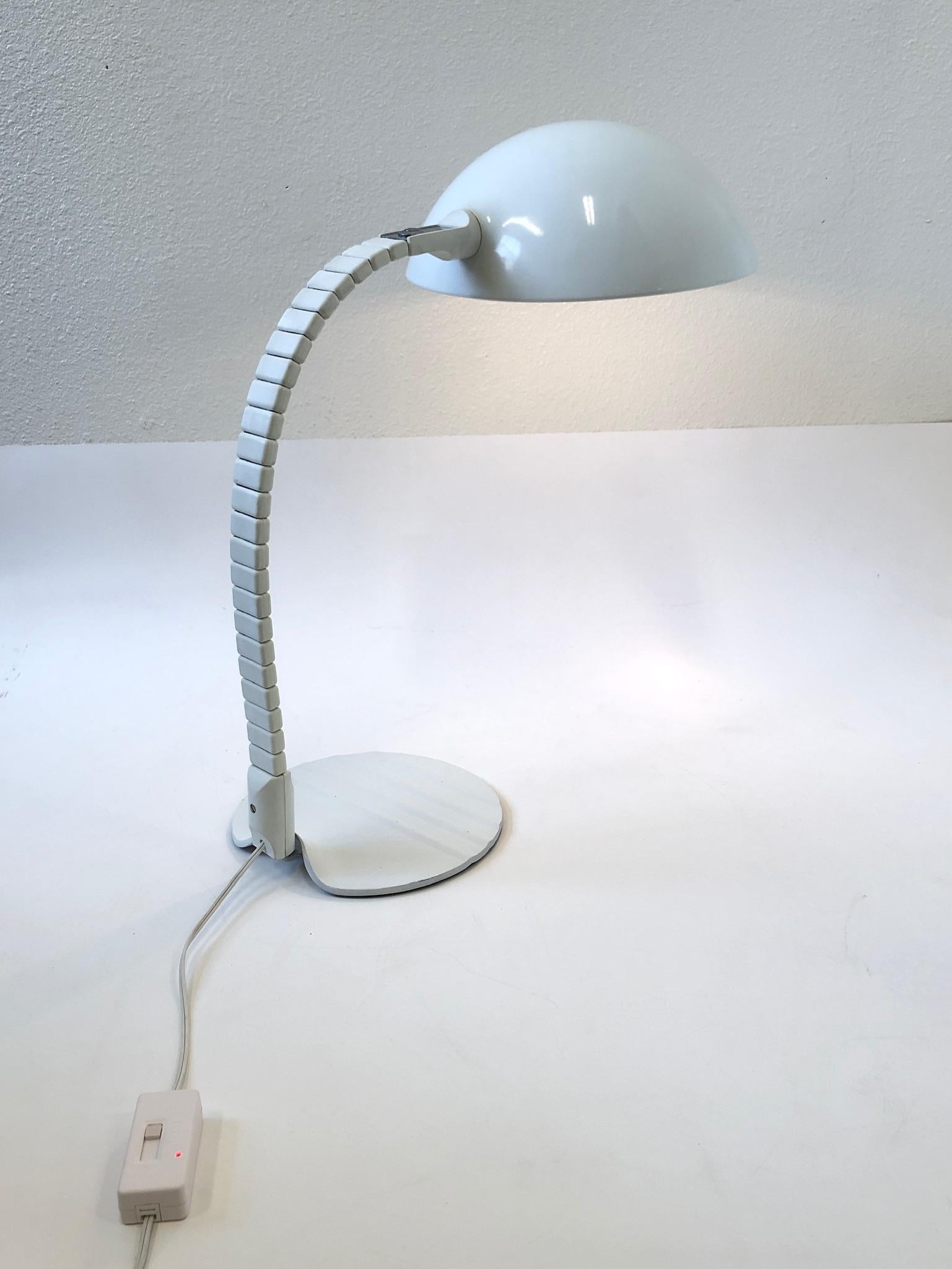 Modern Italian White Adjustable Table Lamp by Elio Martinelli for Martinelli Luce For Sale