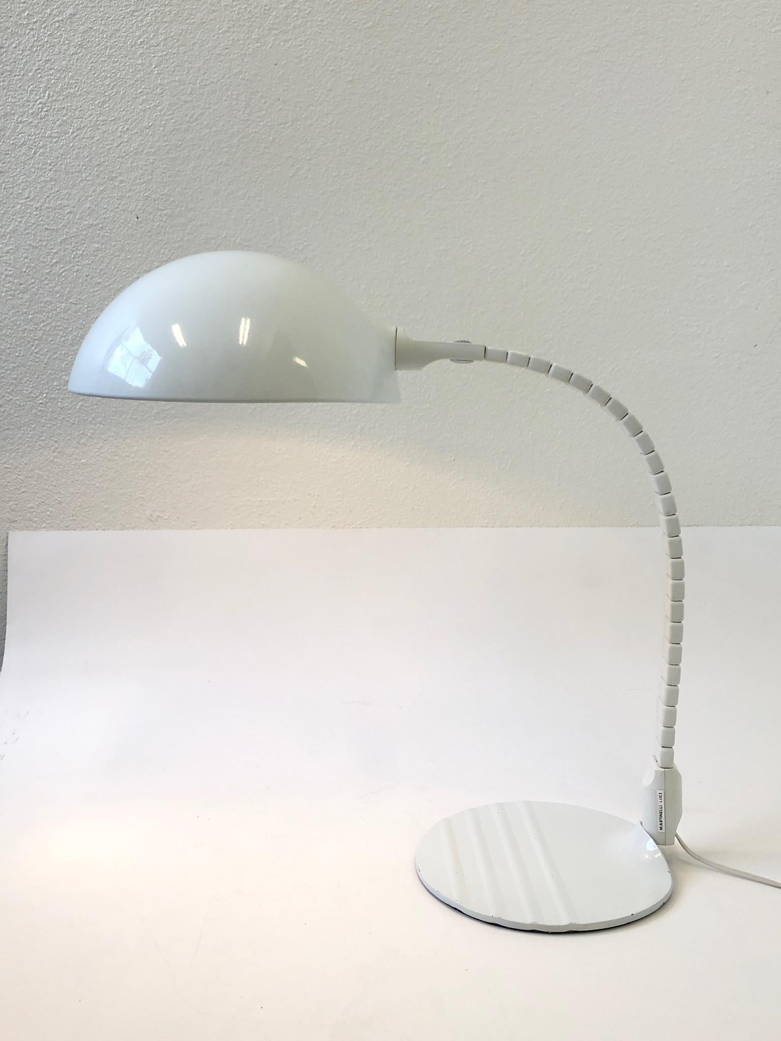 Powder-Coated Italian White Adjustable Table Lamp by Elio Martinelli for Martinelli Luce For Sale