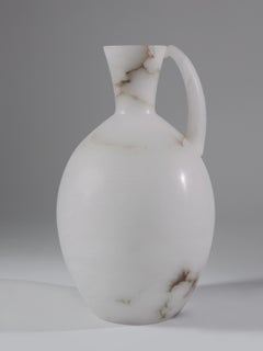 Italian White Alabaster Jug W/ Gray Vein
