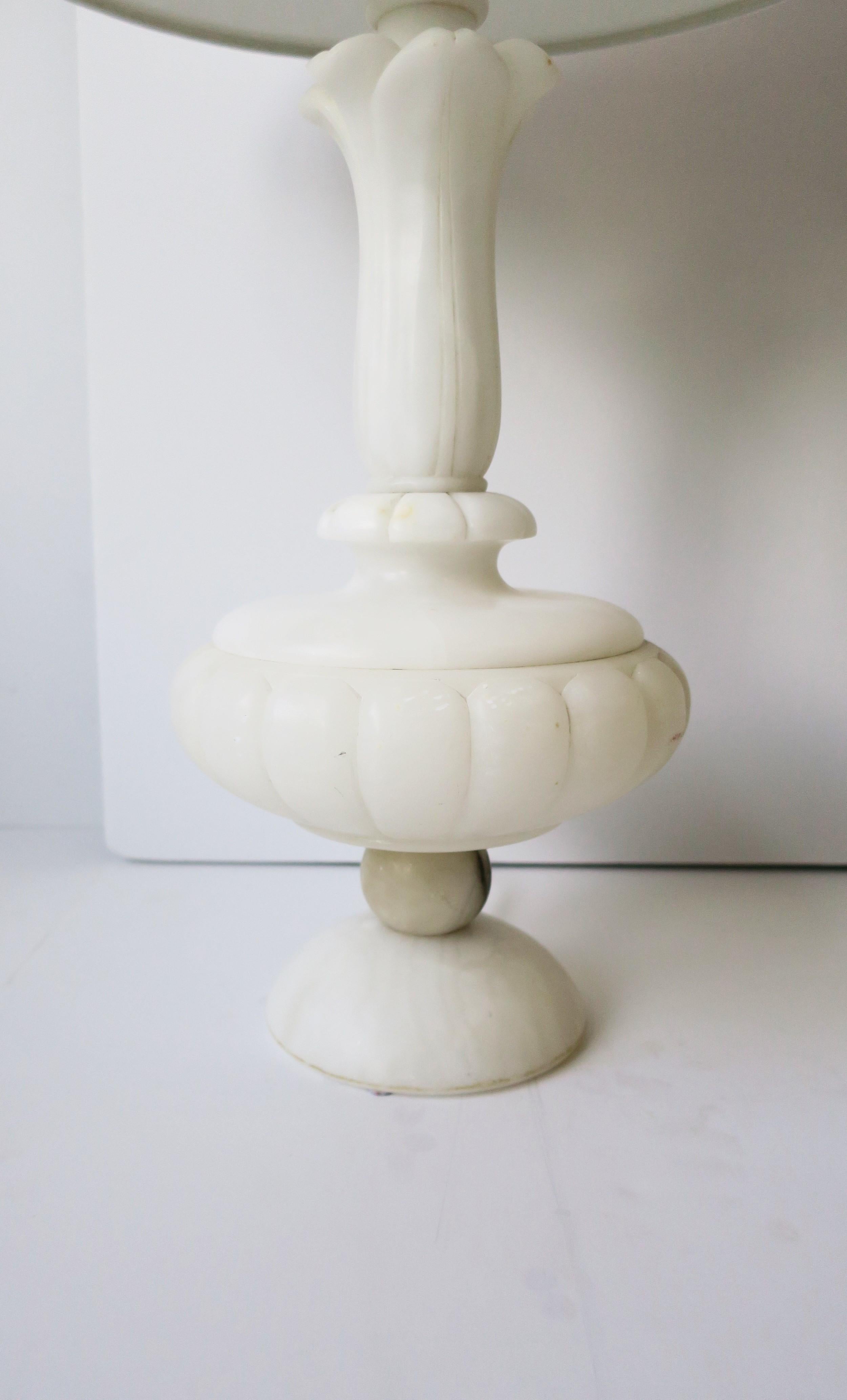 Italian White Alabaster Marble Table Lamps, Pair In Good Condition In New York, NY