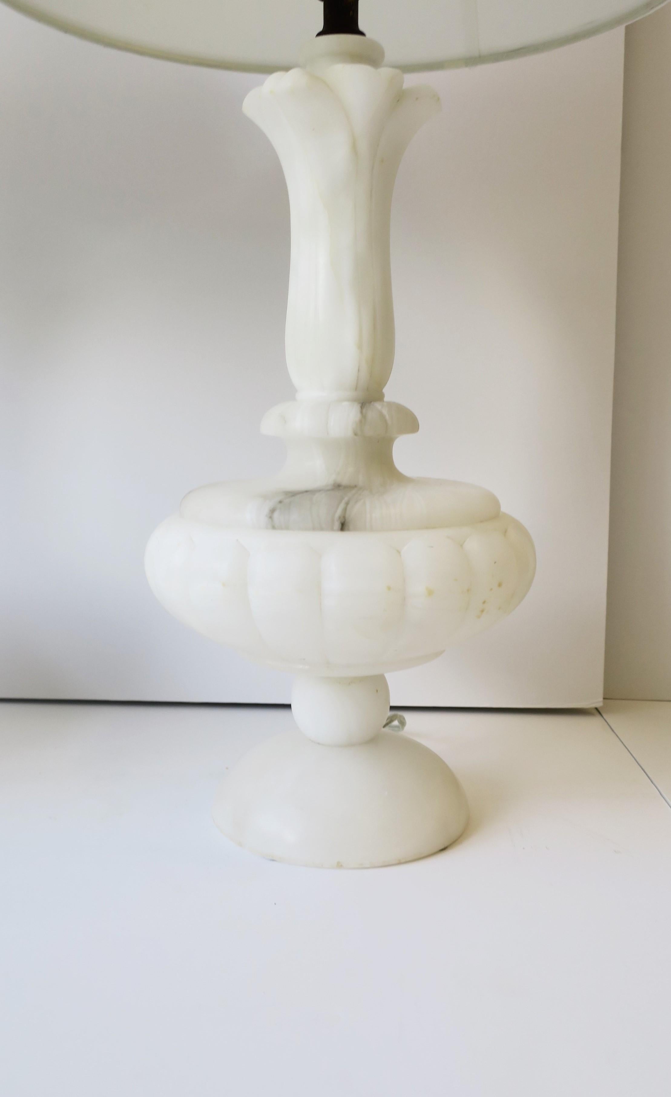 20th Century Italian White Alabaster Marble Table Lamps, Pair