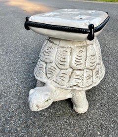 Italian White and Black Ceramic Tortoise Garden Stool