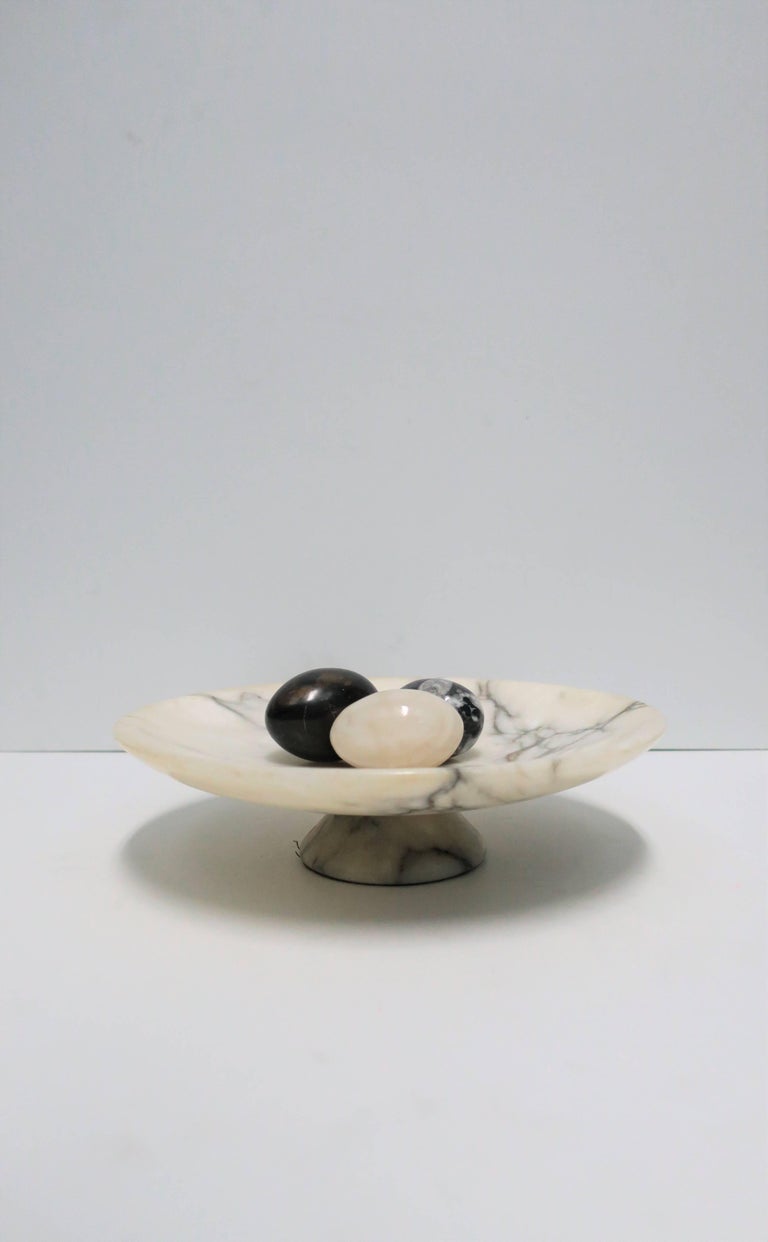 Italian Black and White Marble Tazza Compote or Centerpiece Bowl at