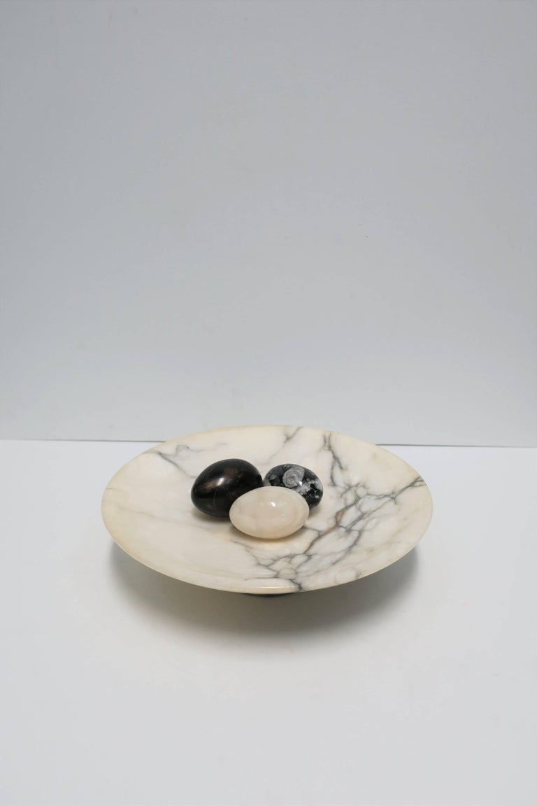 Italian Black and White Marble Tazza Compote or Centerpiece Bowl at