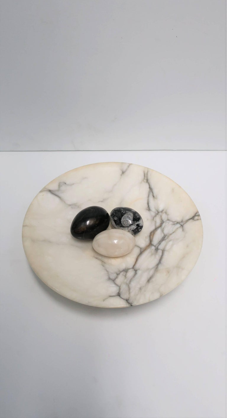 Italian Black and White Marble Tazza Compote or Centerpiece Bowl at