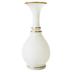 Opaline White and Gold Glass Vase