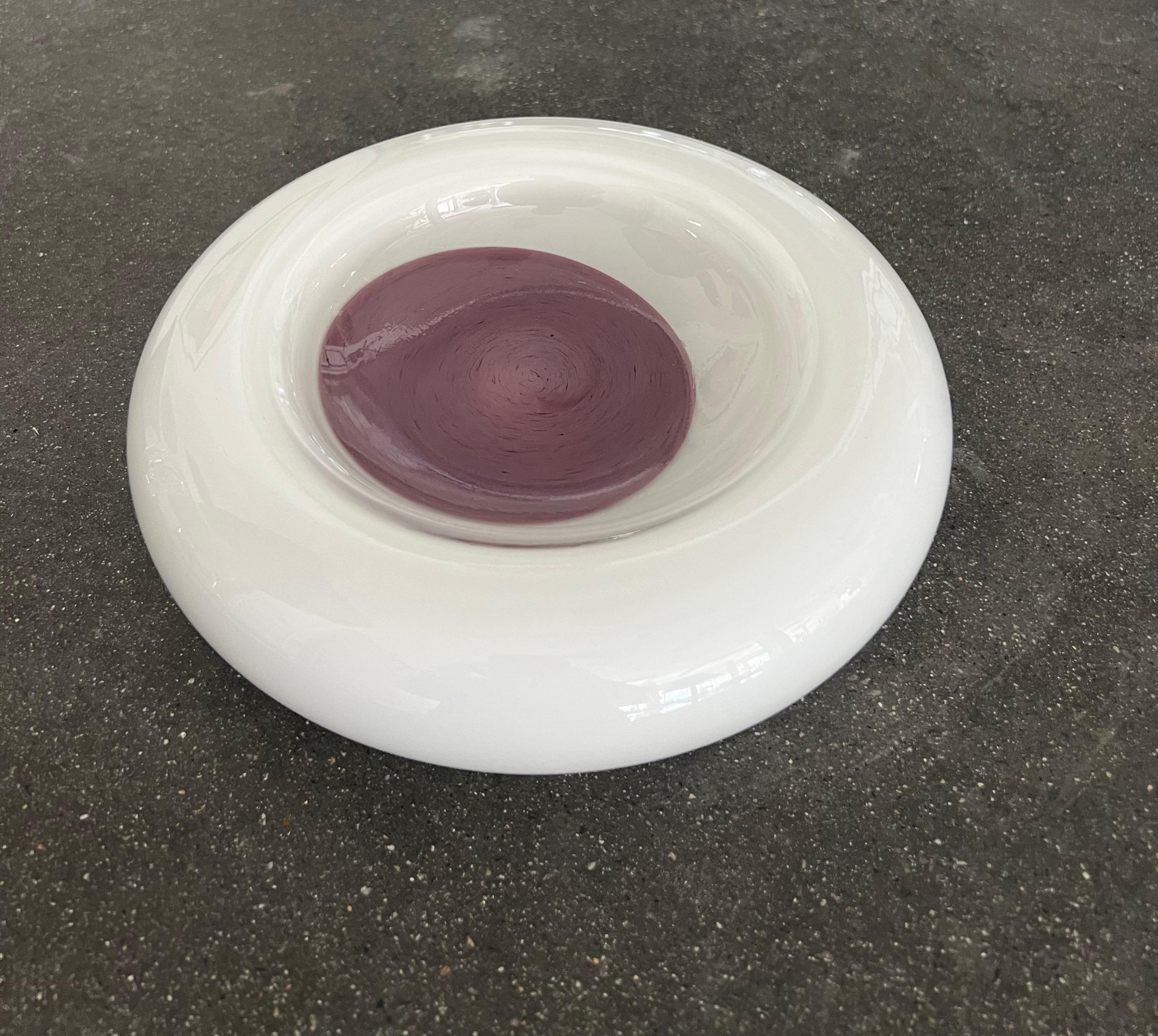 1970’s Italian murano glass bowl or ashtray by Tommaso Barbi. 

Dim: 9.75” Diameter, 2.75” High. 