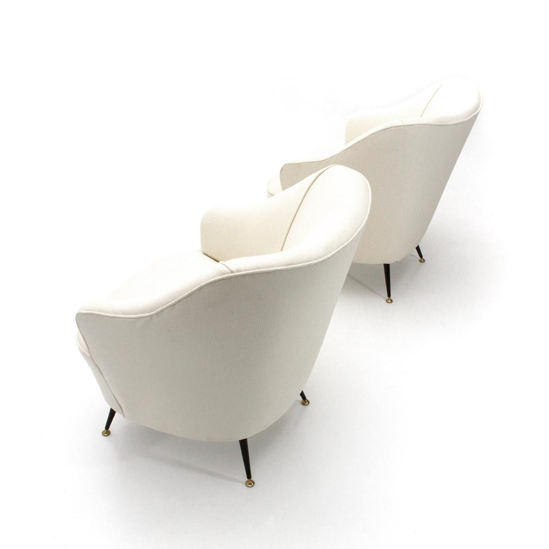 Italian White Armchair, 1950s, Set of 2 In Good Condition In Savona, IT