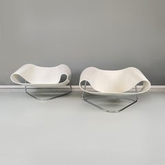 Italian White Armchairs Nastro Cl9 by F. Stagi C. Leonardi for Bernini, 1960s
