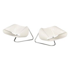 Italian White Armchairs Nastro Cl9 by F. Stagi C. Leonardi for Bernini, 1960s