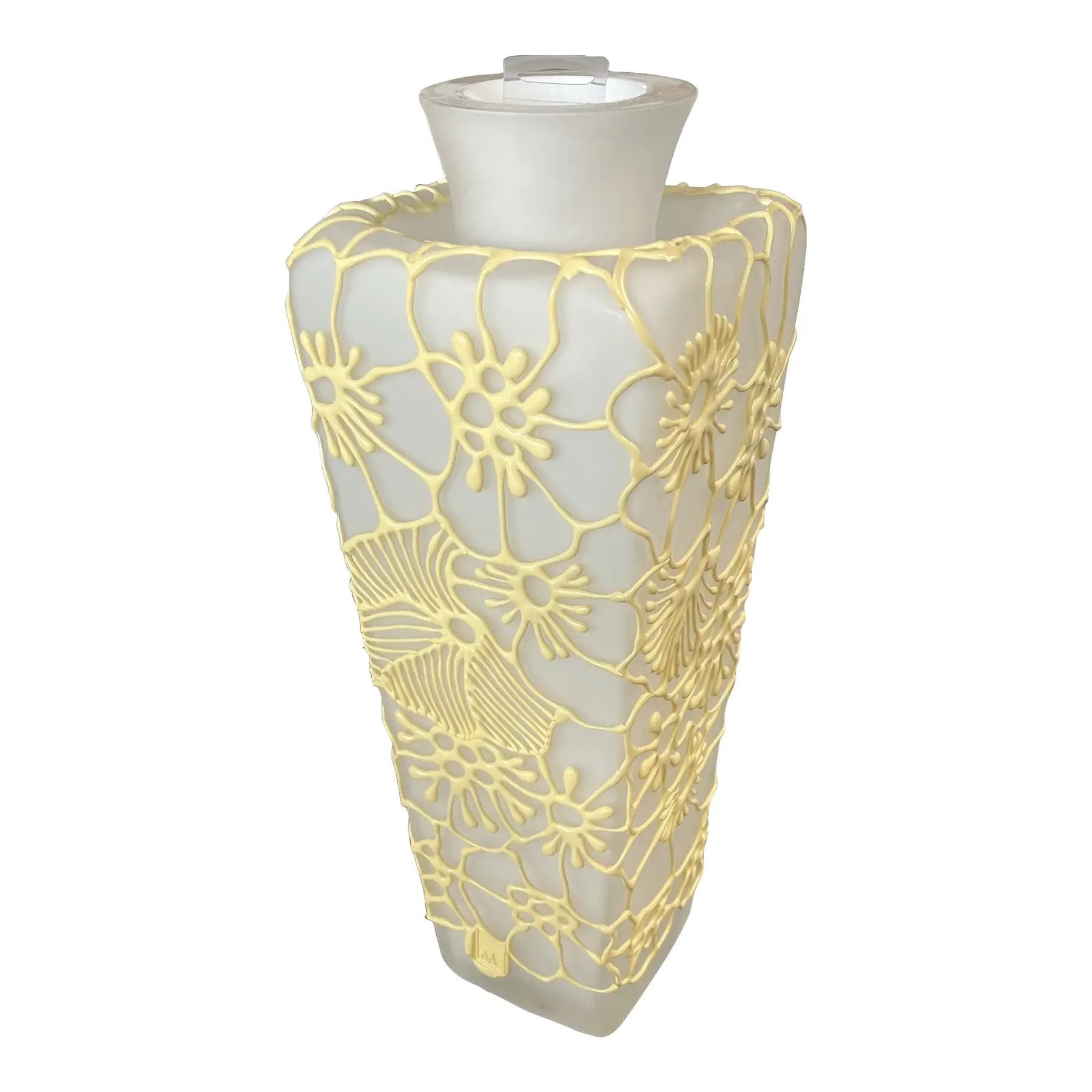 Vaso italiano in vetro artistico bianco con design in silicone, decorazione scultorea contemporanea