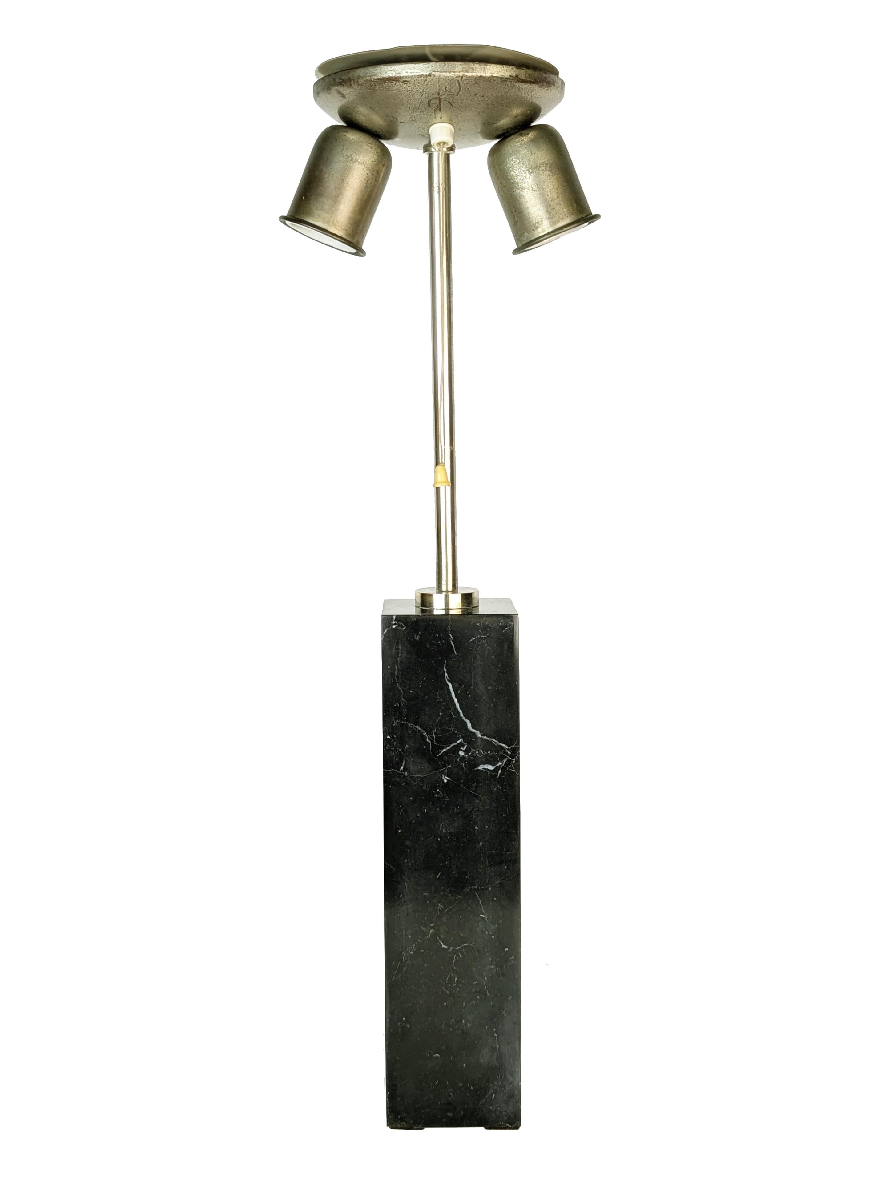 Mid-Century Modern Italian White & black marble 1960s abat jours, set of 2 For Sale