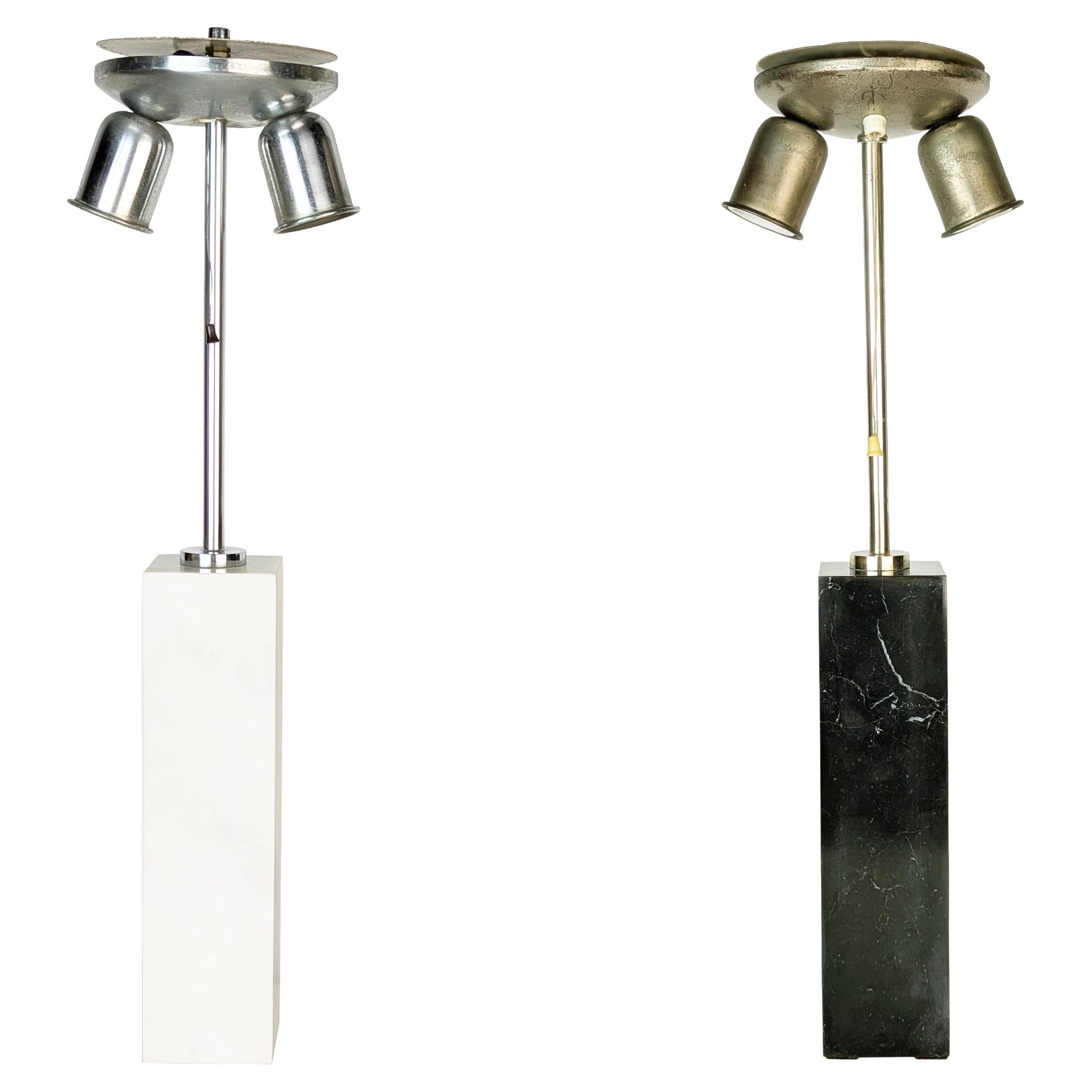 Italian White & black marble 1960s abat jours, set of 2
