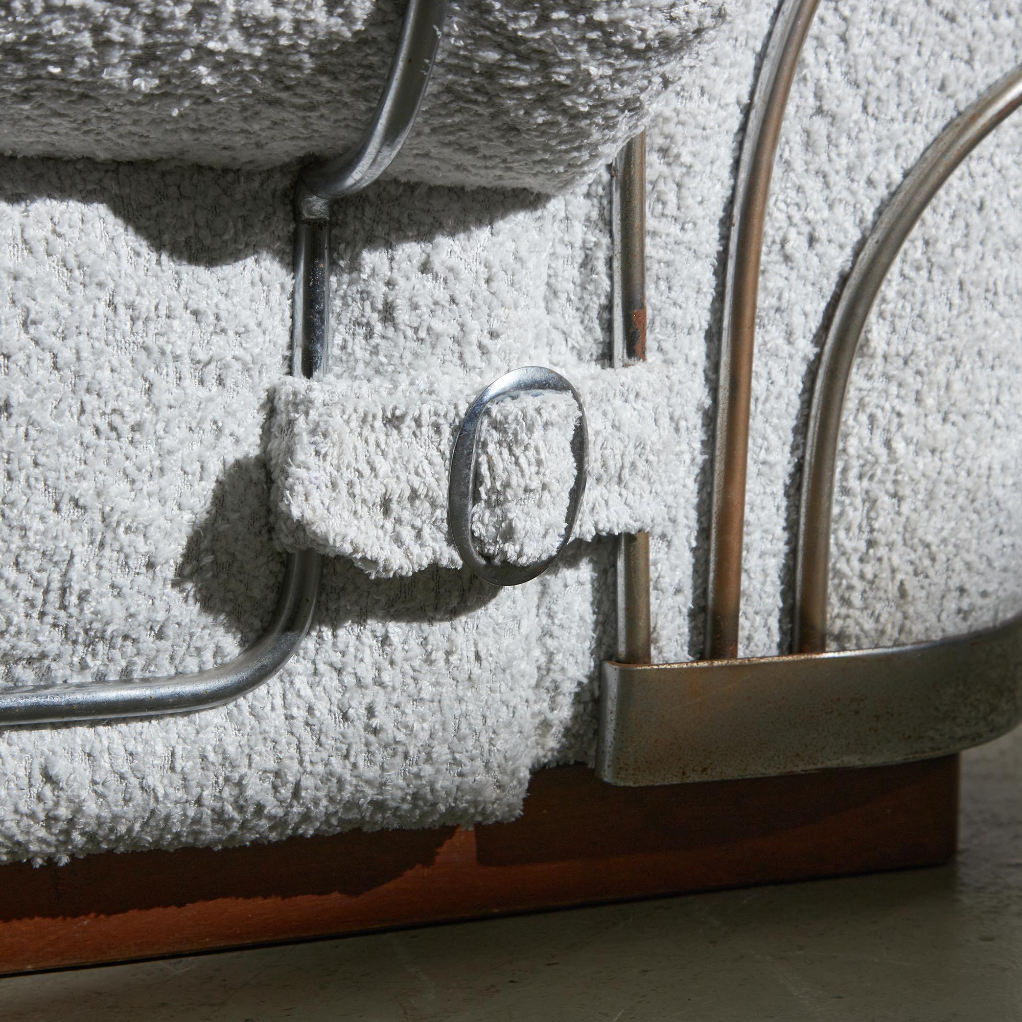 Italian White Bouclé Armchair with Chrome Accents For Sale 15