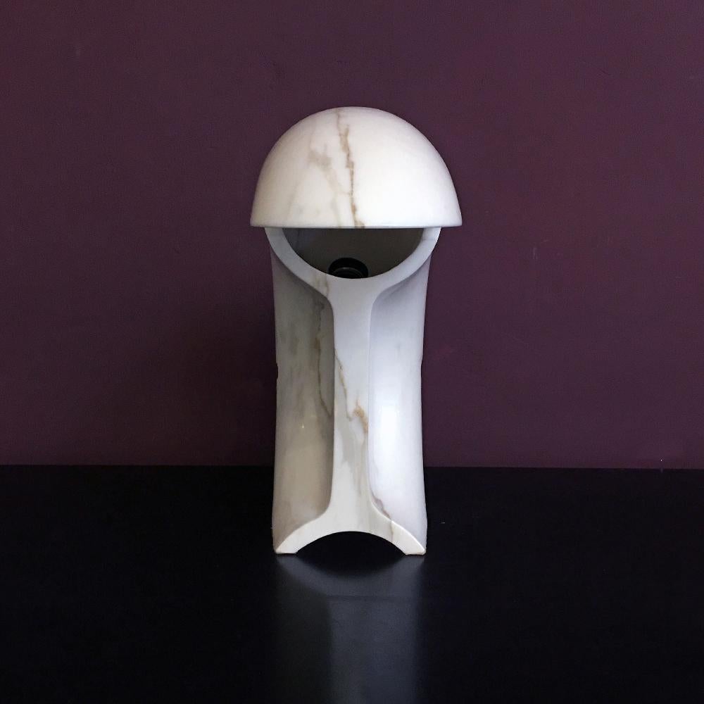 Italian White Carrara Marble Biagio Table Lamp by Tobia Scarpa for Flos, 1968 4