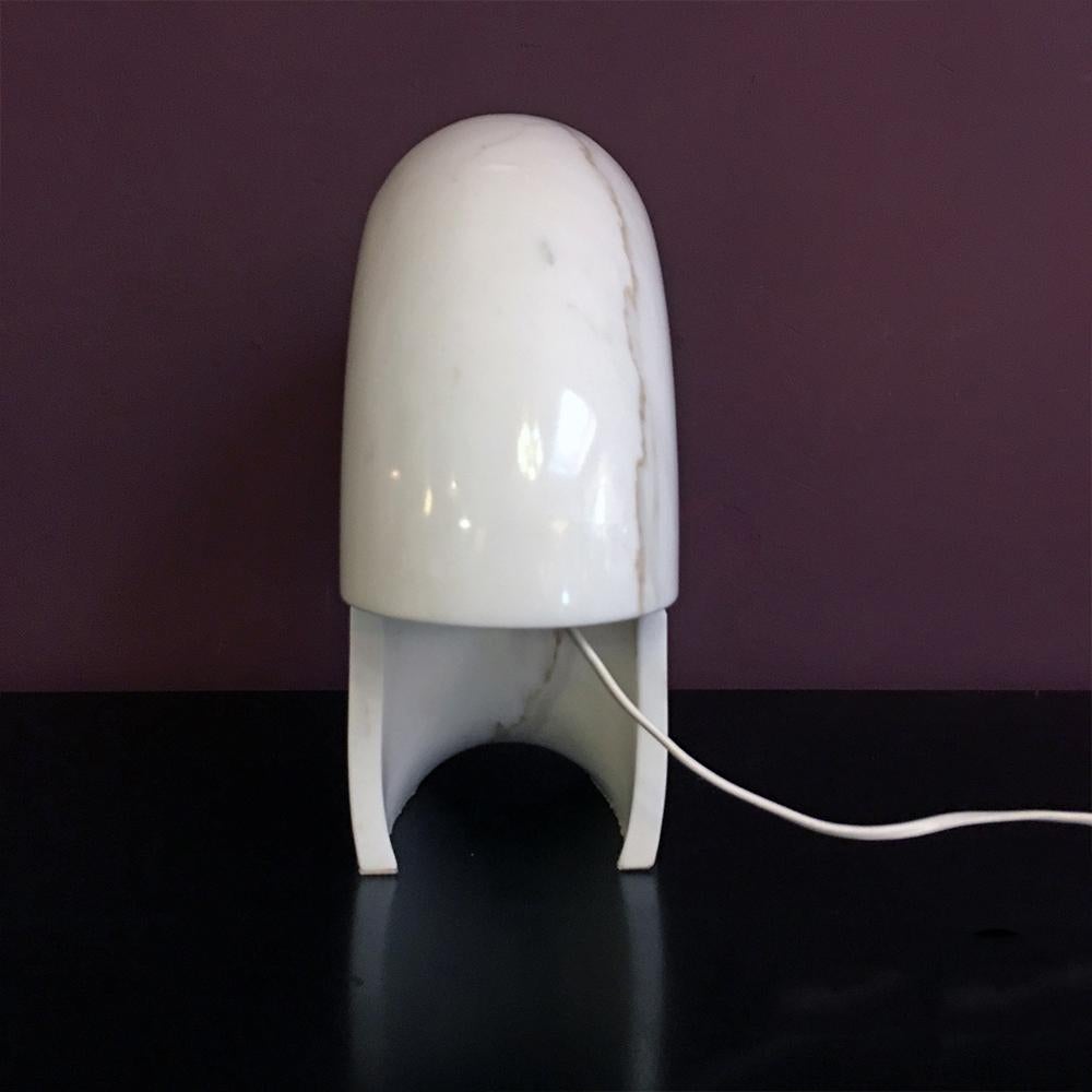Vatican Italian White Carrara Marble Biagio Table Lamp by Tobia Scarpa for Flos, 1968