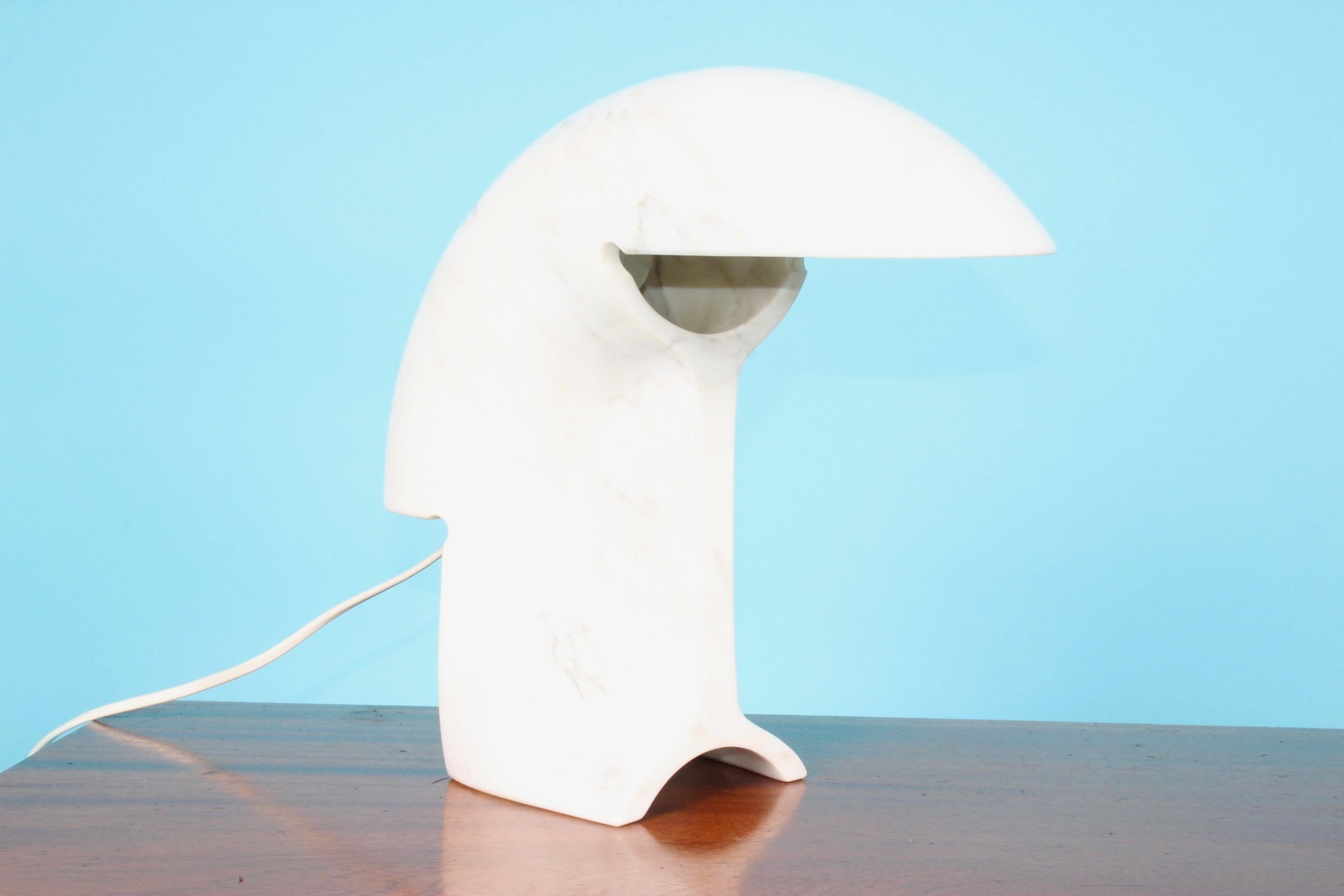Late 20th Century Italian White Carrara Marble Biagio Table Lamp by Tobia Scarpa for Flos